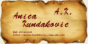 Anica Kundaković vizit kartica